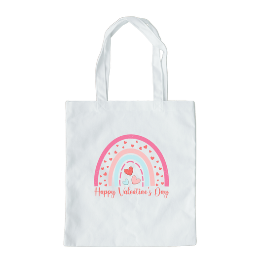 Happy Valentines Day Rainbow Tote Bag, Reusable Tote Bag, Valentines Day Tote Bag