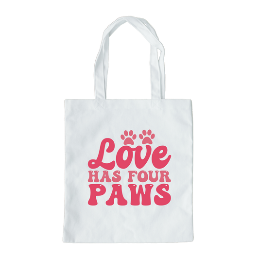 Love Has Four Paws Tote Bag, Reusable Tote Bag, Valentines Day Tote Bag