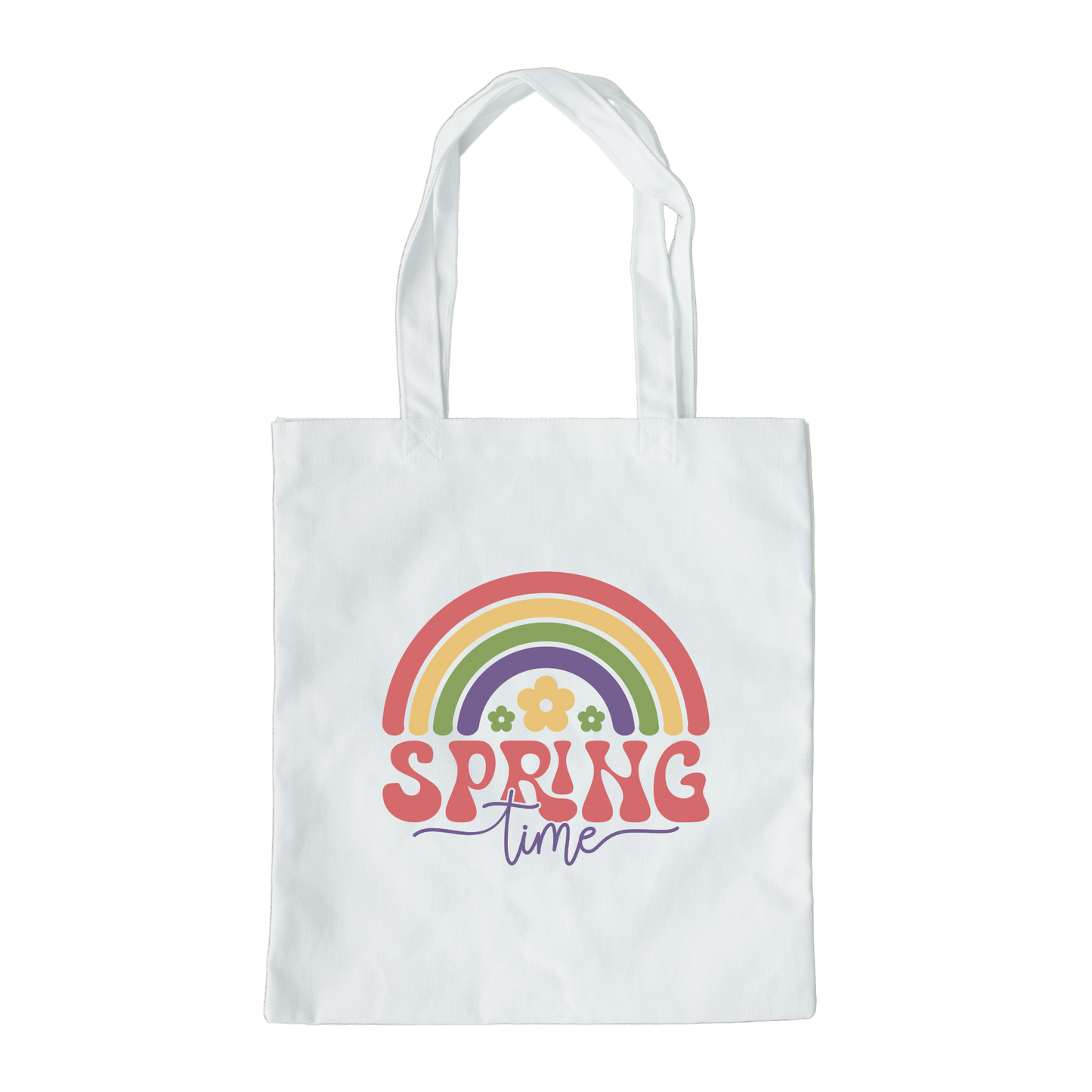 Spring Time Rainbow Tote Bag, Reusable Canvas Tote