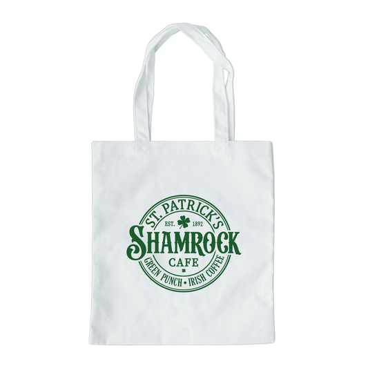 Shamrock Cafe Tote Bag, Reusable Tote Bag, St Patricks Day Tote Bag