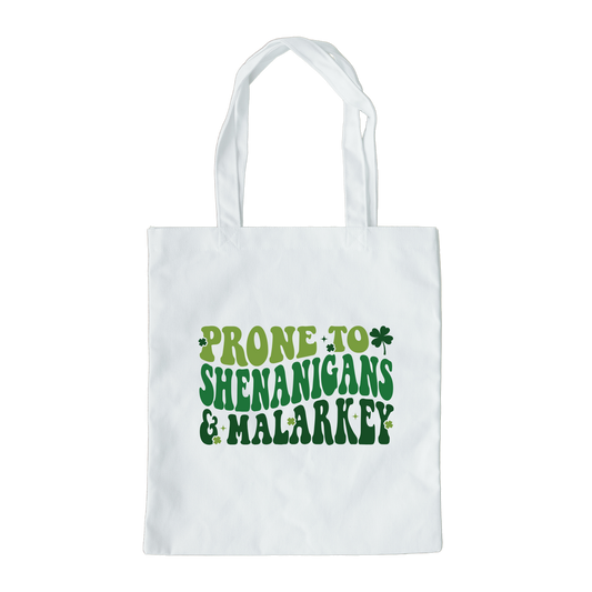 Prone To Shenanigans And Malarkey Tote Bag, Reusable Tote Bag, St Patricks Day Tote Bag