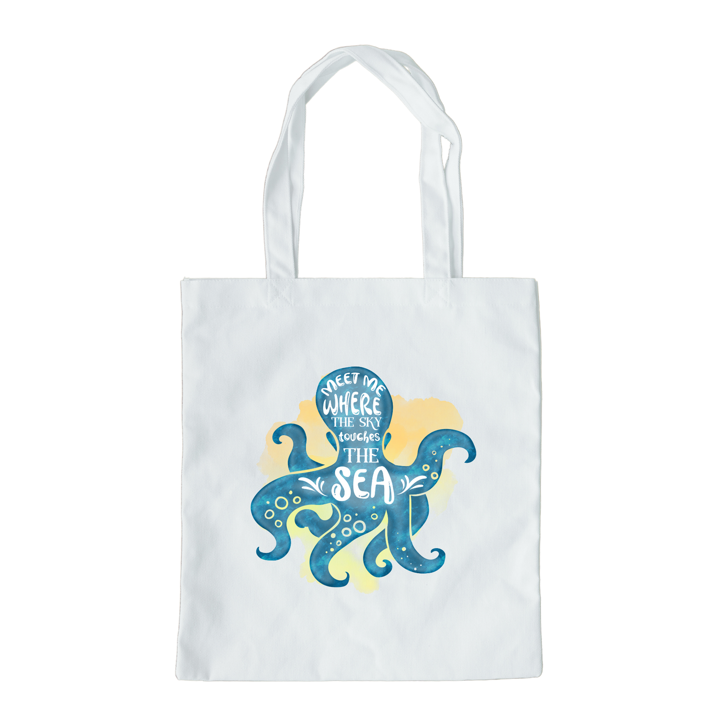 Meet Me Where The Sky Touches The Sea Tote Bag, Ocean Tote Bag, Reusable Tote Bag, Octopus Tote Bag