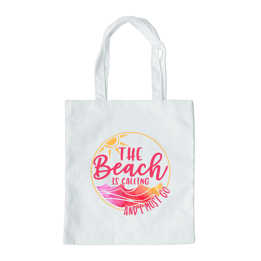 The Beach Is Calling And I Must Go Canvas Tote Bag, Reusable Canvas Tote, Beach Tote Bag, Ocean Tote Bag