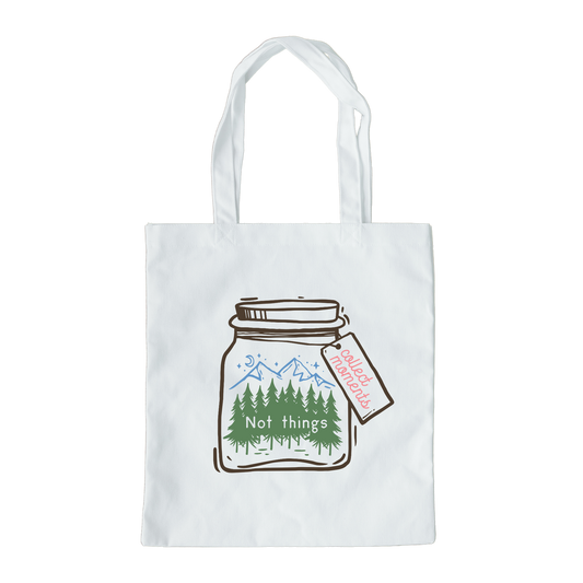Collect Moments Not Things Tote Bag, Reusable Canvas Tote