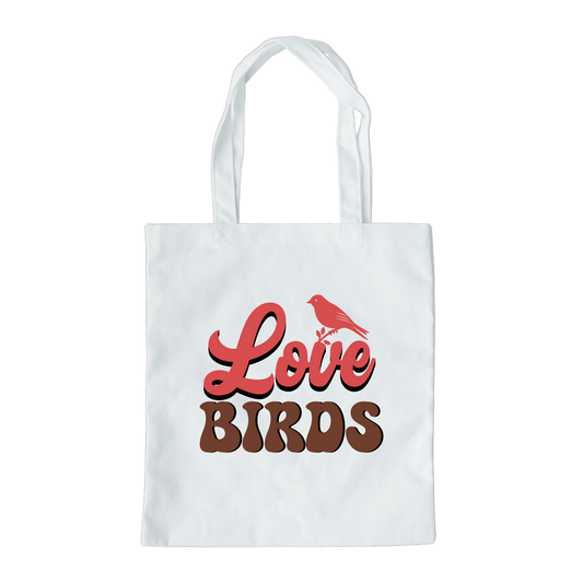 Love Birds Tote Bag, Reusable Tote Bag, Valentines Day Tote Bag