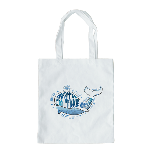 Breath In The Ocean Tote Bag, Conservation Tote Bag, Reusable Tote Bag, Whale Tote Bag