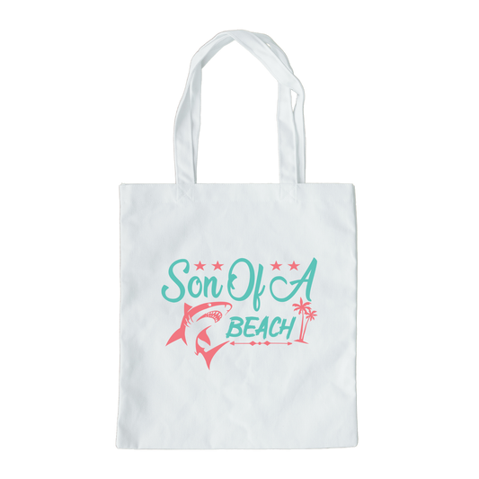 Son Of A Beach Tote Bag, Reusable Canvas Tote, Shark Tote Bag, Beach Tote Bag