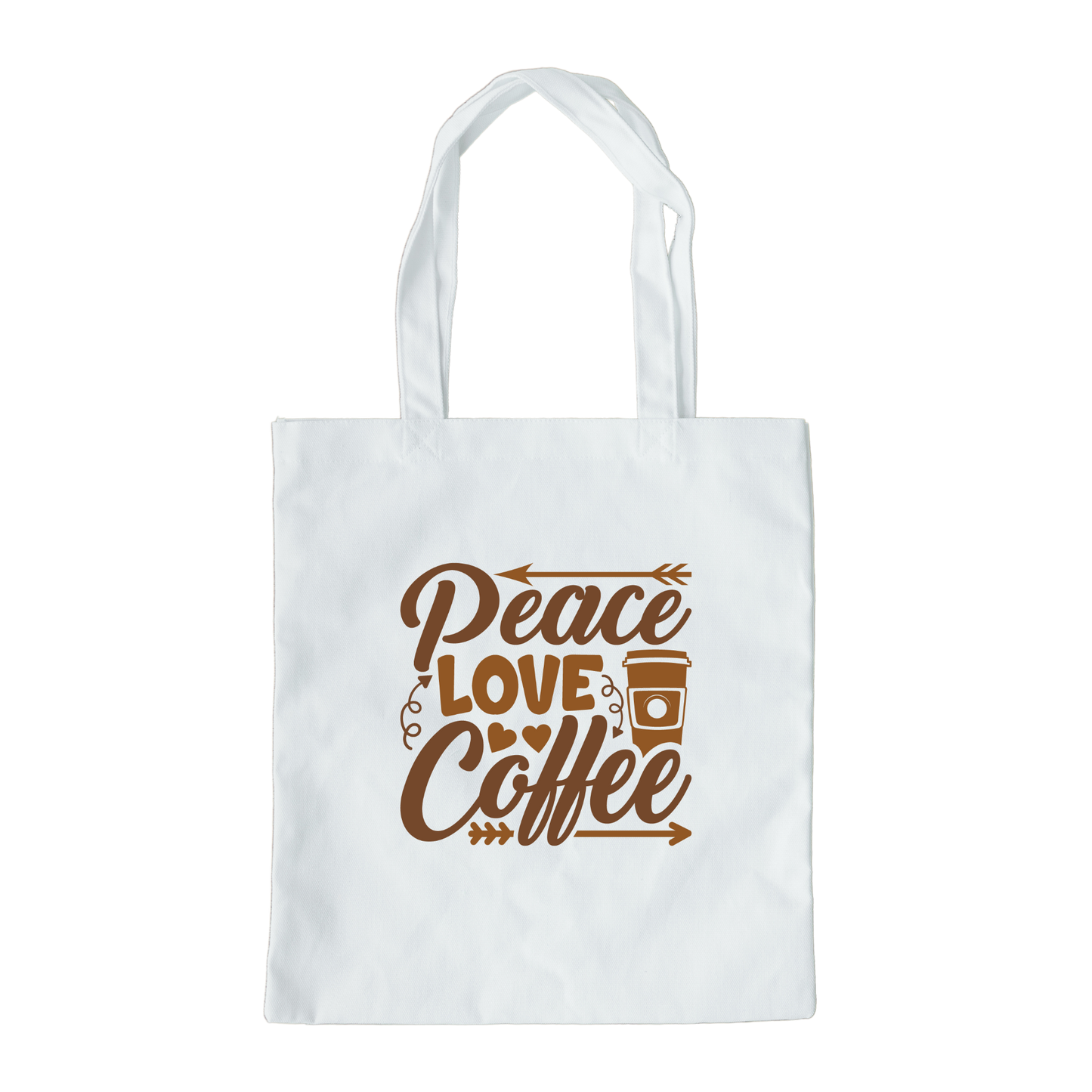 Peace Love Coffee Tote Bag, Reusable Canvas Tote