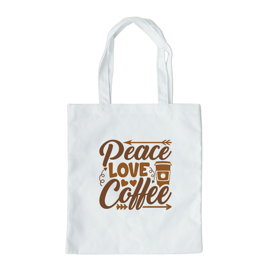 Peace Love Coffee Tote Bag, Reusable Canvas Tote