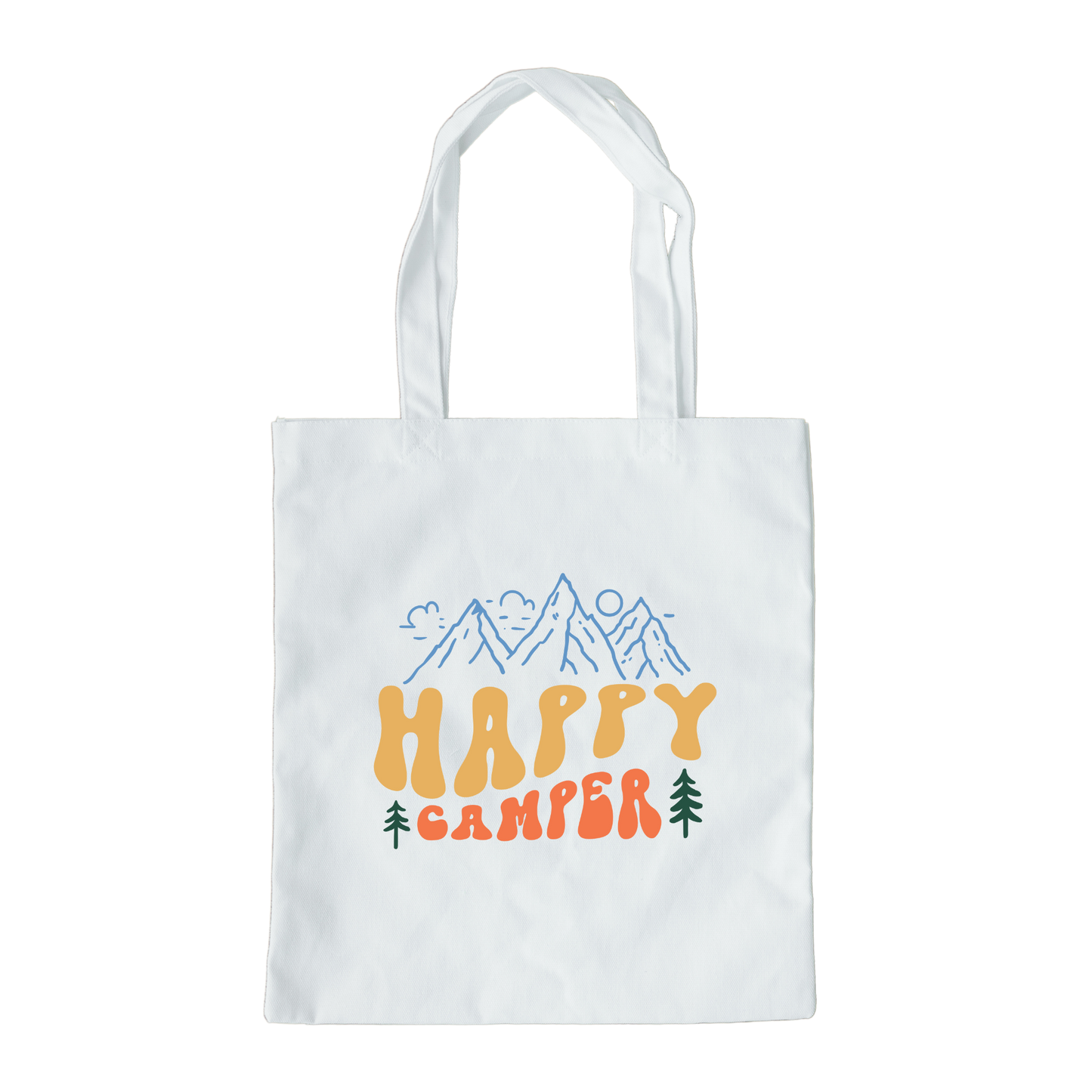 Happy Camper Tote Bag, Reusable Canvas Tote