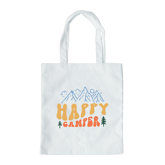 Happy Camper Tote Bag, Reusable Canvas Tote