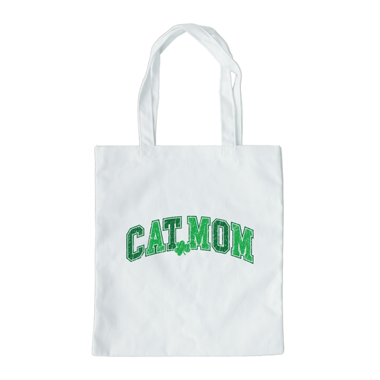 Cat Mom Tote Bag, Reusable Tote Bag, St Patricks Day Tote Bag