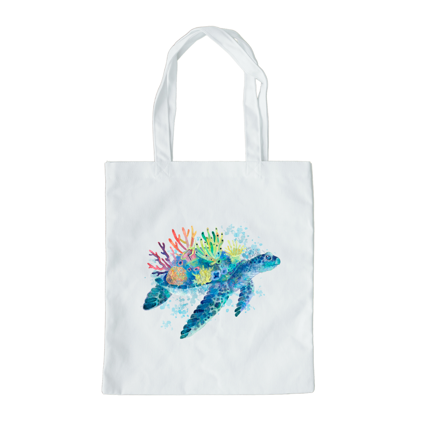 Sea Turtle Canvas Tote Bag, Reusable Canvas Tote, Turtle Tote Bag, Coral Tote Bag, Reef Tote Bag