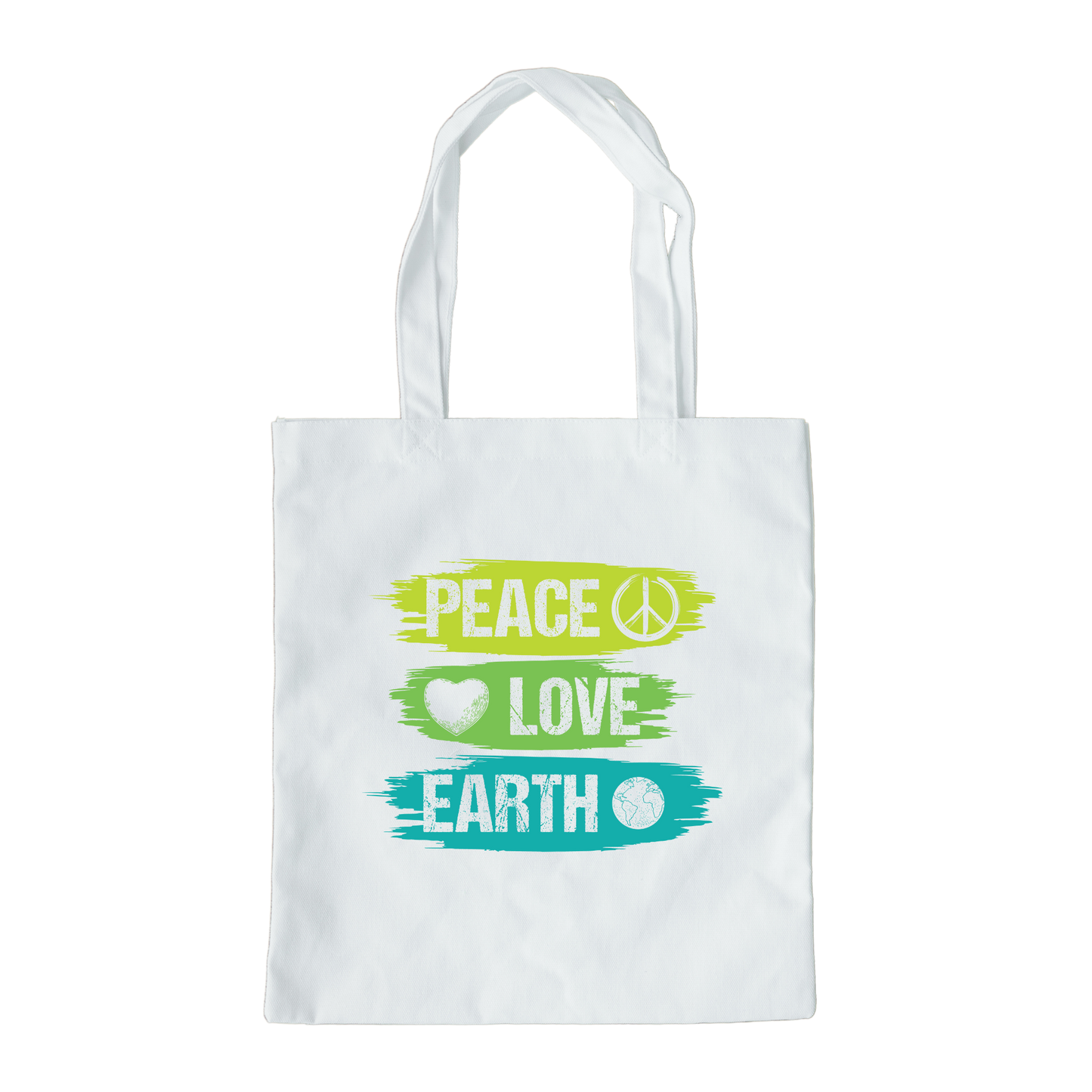 Peace Love Earth Tote Bag, Reusable Canvas Tote