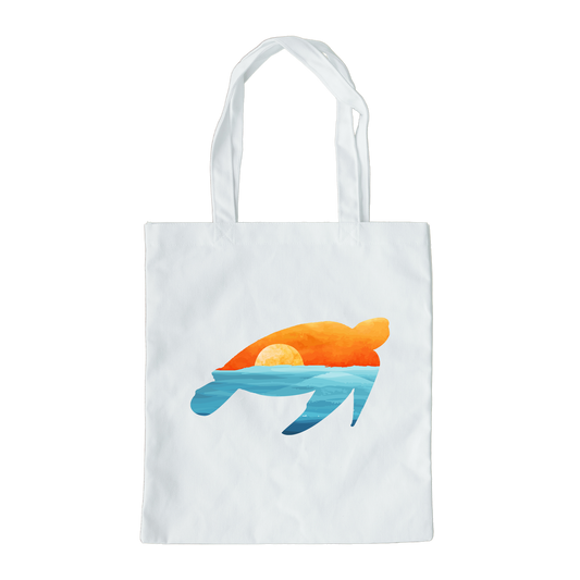 Sunset Sea Turtle Tote Bag, Reusable Tote Bag, Beach Tote Bag