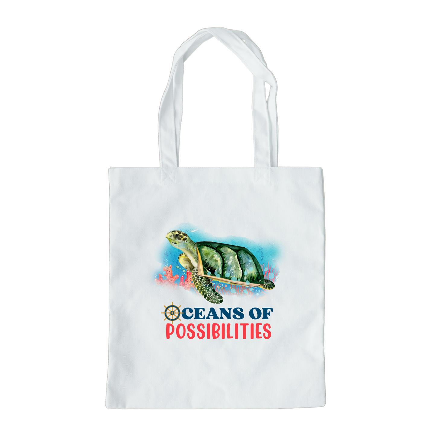 Oceans Of Possibilities Tote Bag, Sea Turtle Tote Bag, Reusable Canvas Tote, Reading Tote Bag, Ocean Tote Bag