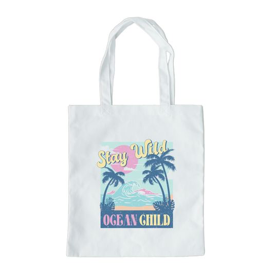 Stay Wild Ocean Child Tote Bag, Reusable Canvas Tote
