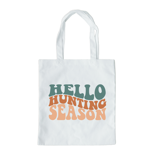 Hello Hunting Season Tote Bag, Hunting Tote, Reusable Bag, Hunting Gift Tote Bag