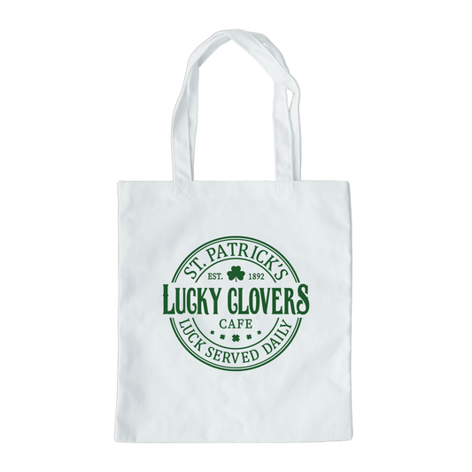 Lucky Clovers Cafe Tote Bag, Reusable Tote Bag, St Patricks Day Tote Bag