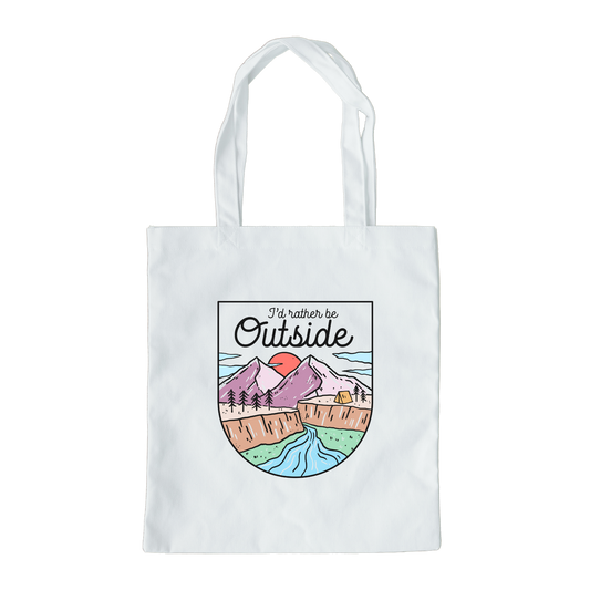 I'd Rather Be Outside Tote Bag, Reusable Canvas Tote