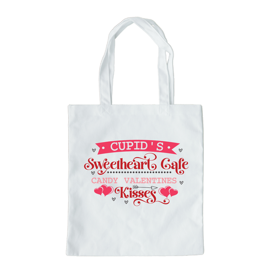 Cupids Sweetheart Cafe Tote Bag, Reusable Tote Bag, Valentines Day Tote Bag