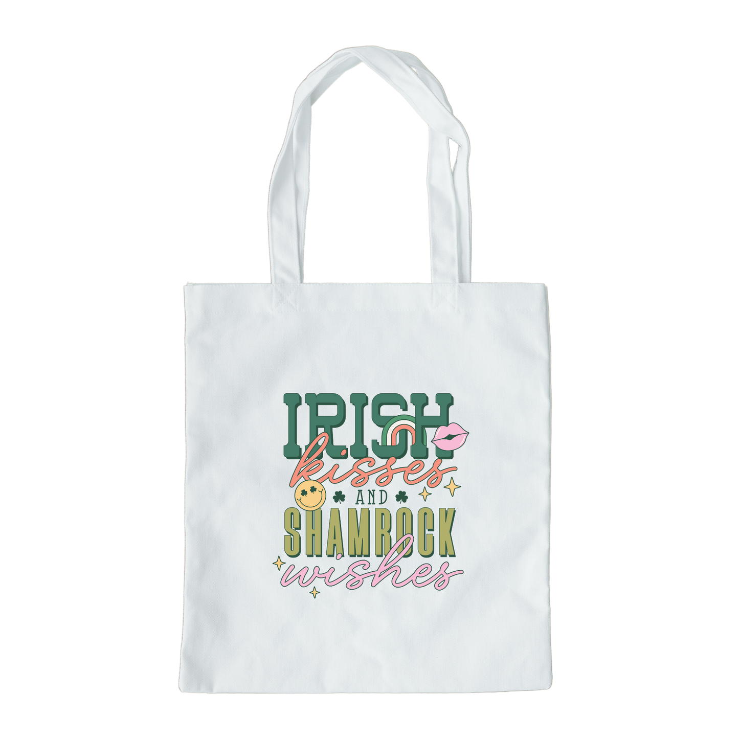 Irish Kisses And Shamrock Wishes Tote Bag, Reusable Tote Bag, St Patricks Day Tote Bag