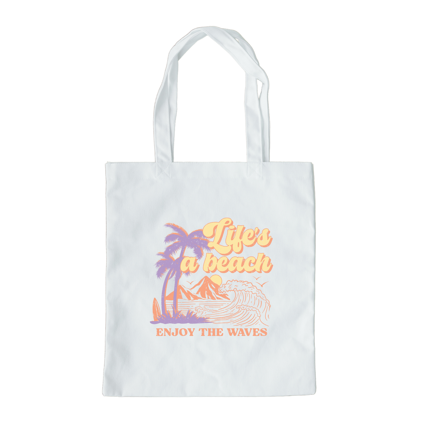 Life's A Beach Enjoy The Waves Tote Bag, Reusable Canvas Tote