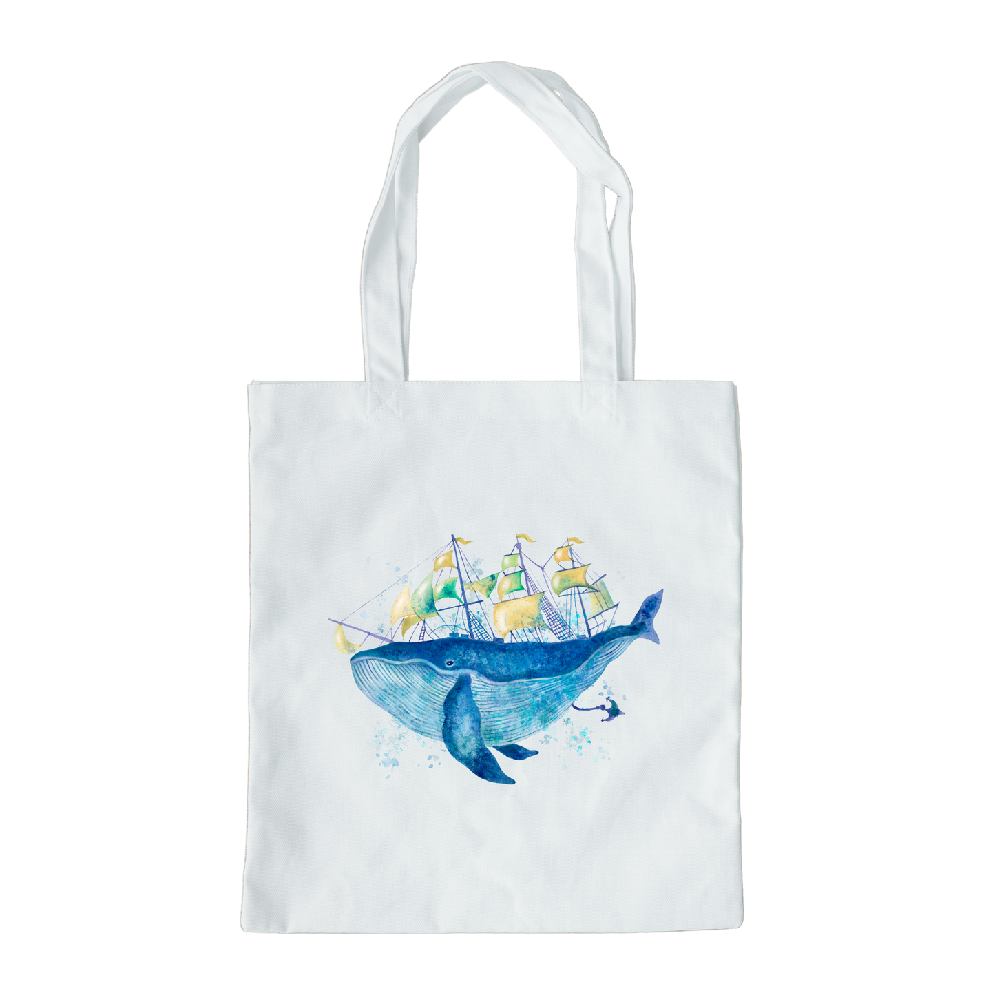 Sailing Whale Canvas Tote Bag, Reusable Canvas Tote, Nautical Tote Bag, Whale Tote Bag