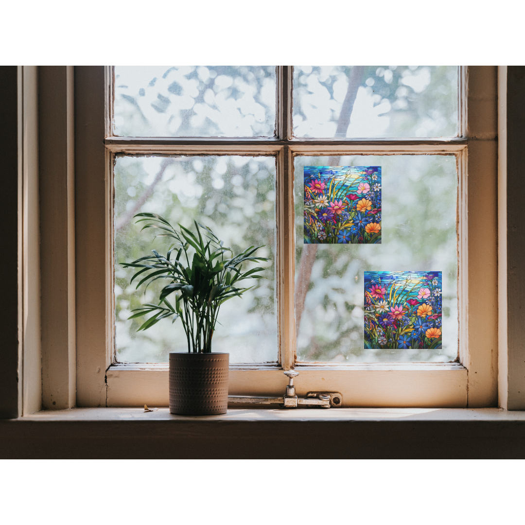 Wildflower Stained Glass Window Cling