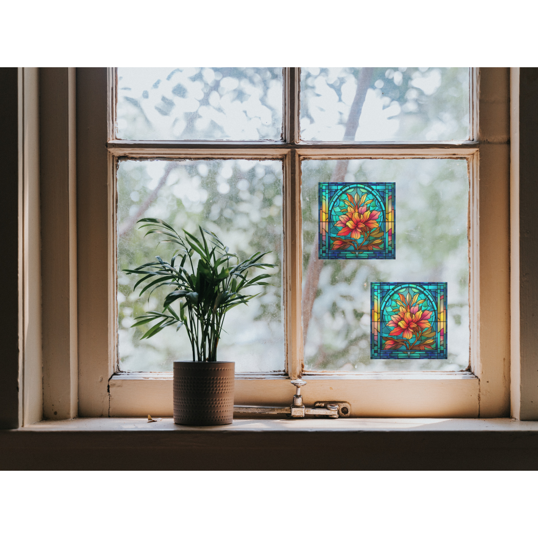 Flower Stained Glass Window Cling