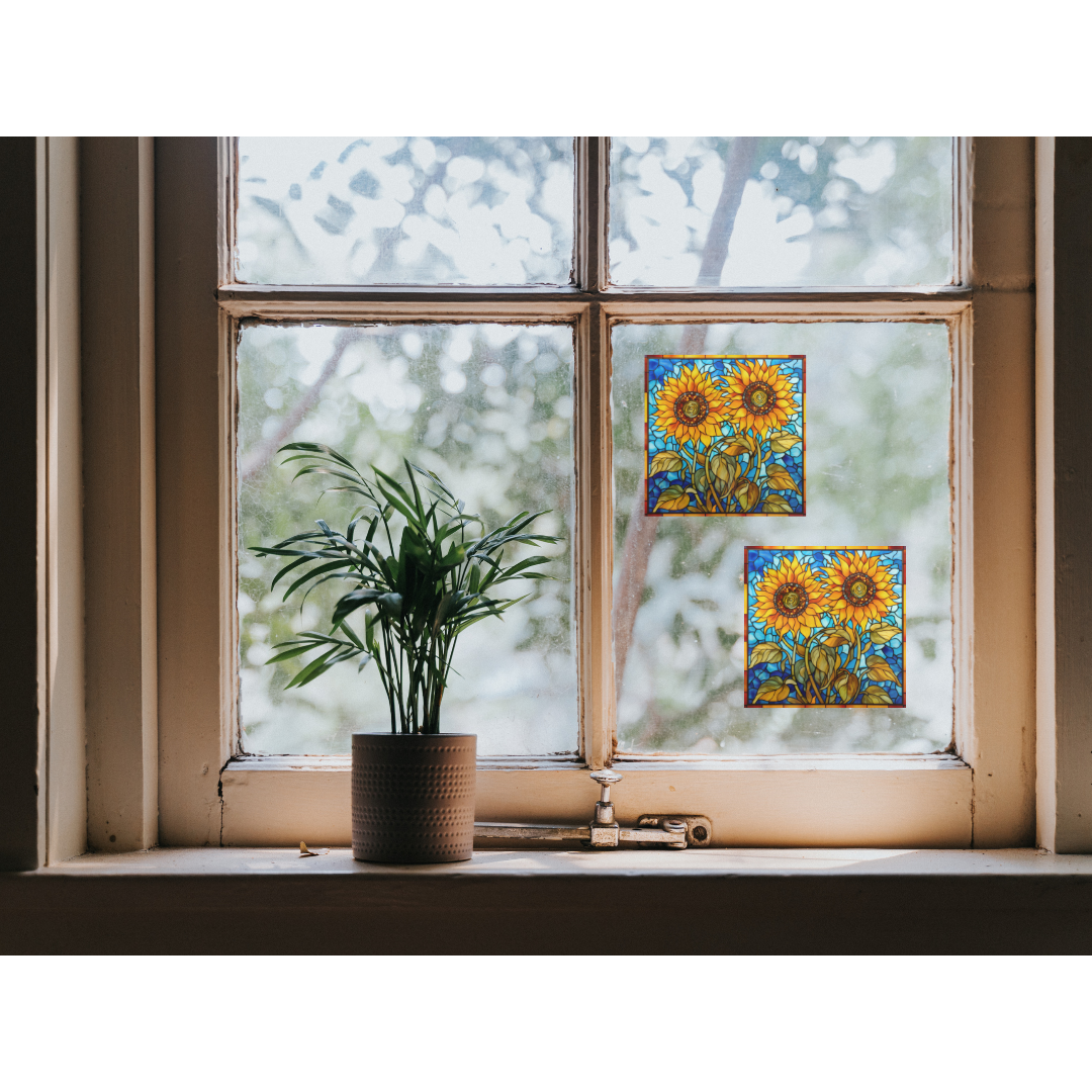 Sunflower Stained Glass Window Cling