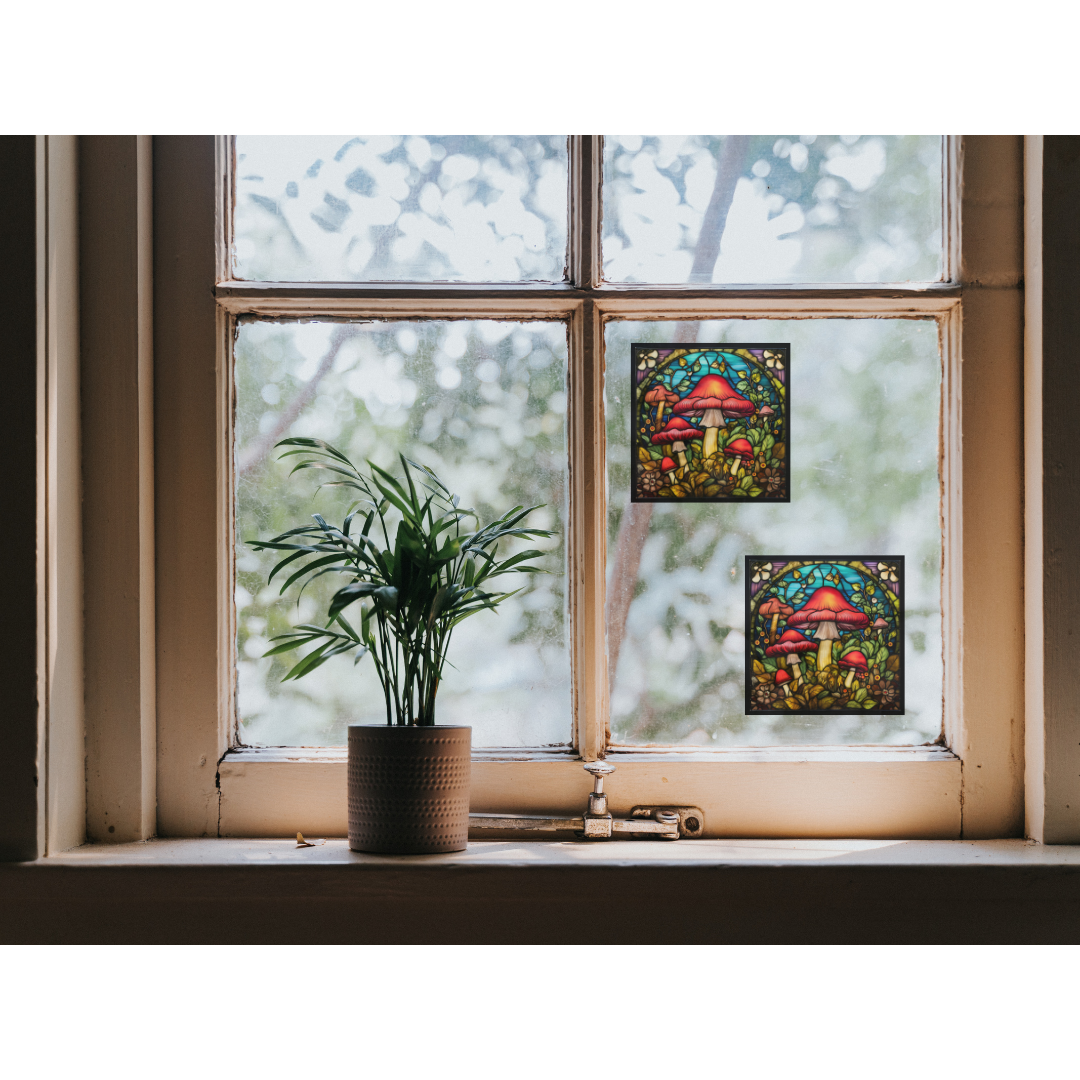 Mushroom Stained Glass Window Cling