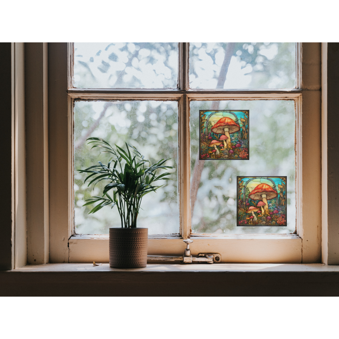 Mushroom Stained Glass Window Cling