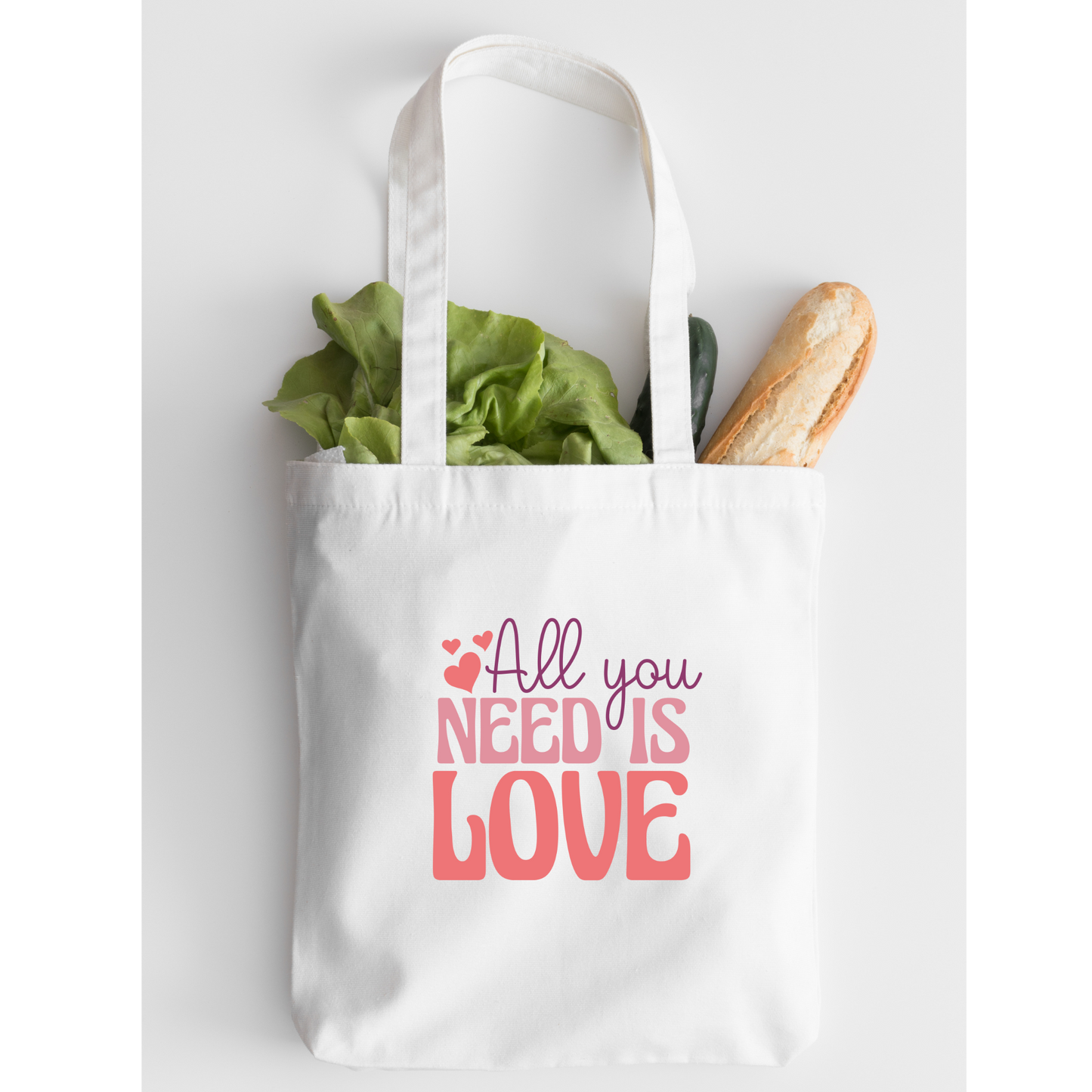 All You Need Is Love Tote Bag, Reusable Tote Bag, Valentines Day Tote Bag