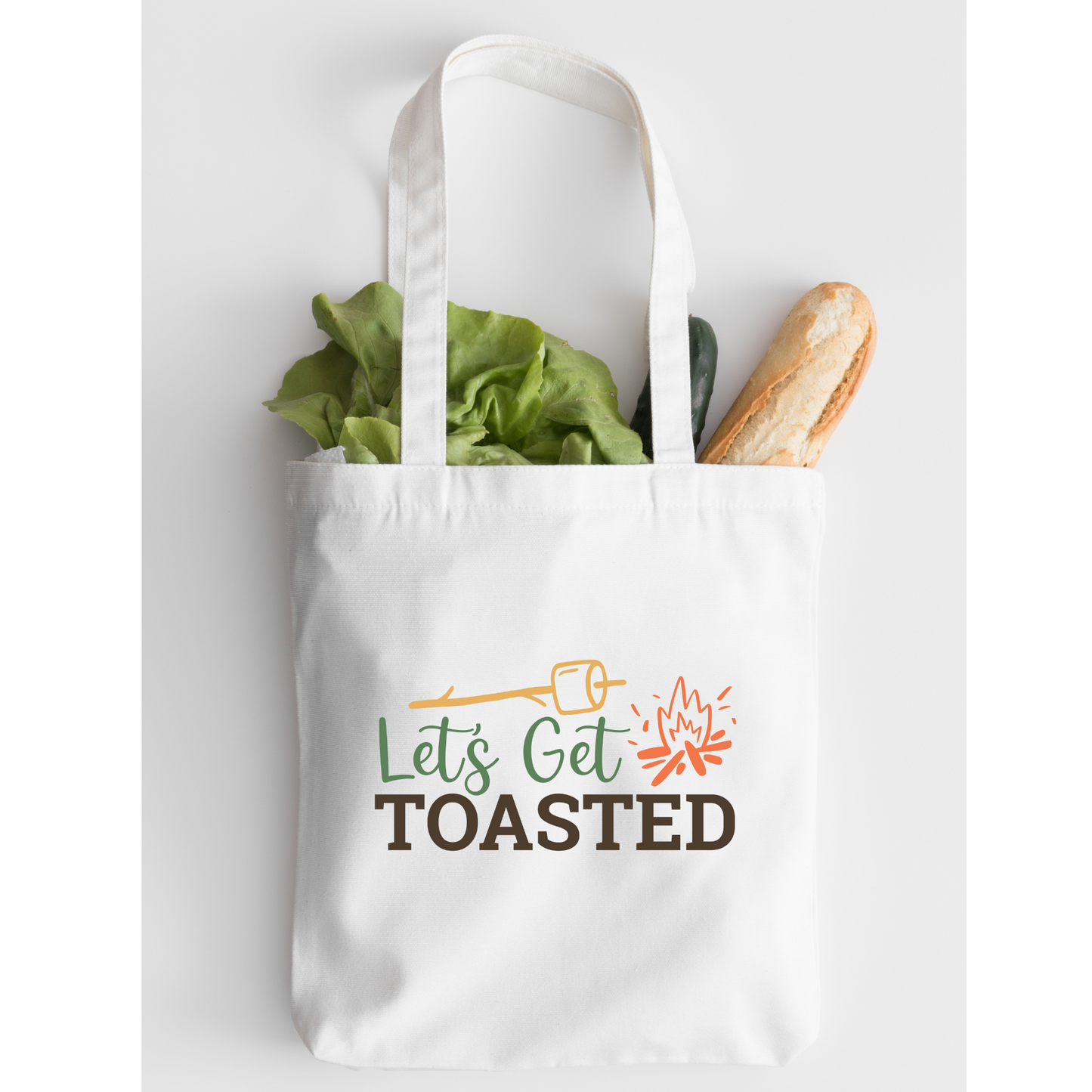 Let's Get Toasted Tote Bag, Reusable Canvas Tote