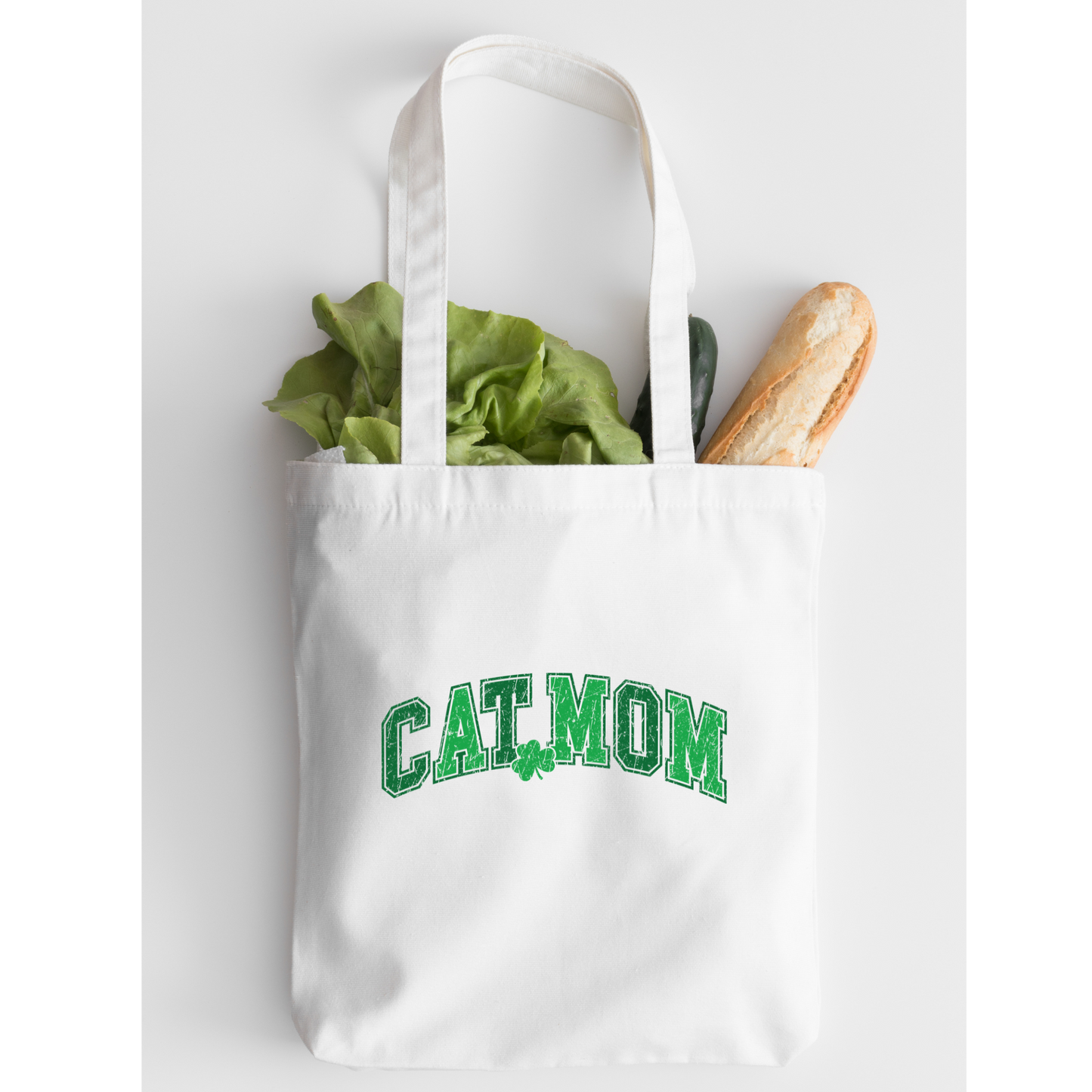 Cat Mom Tote Bag, Reusable Tote Bag, St Patricks Day Tote Bag