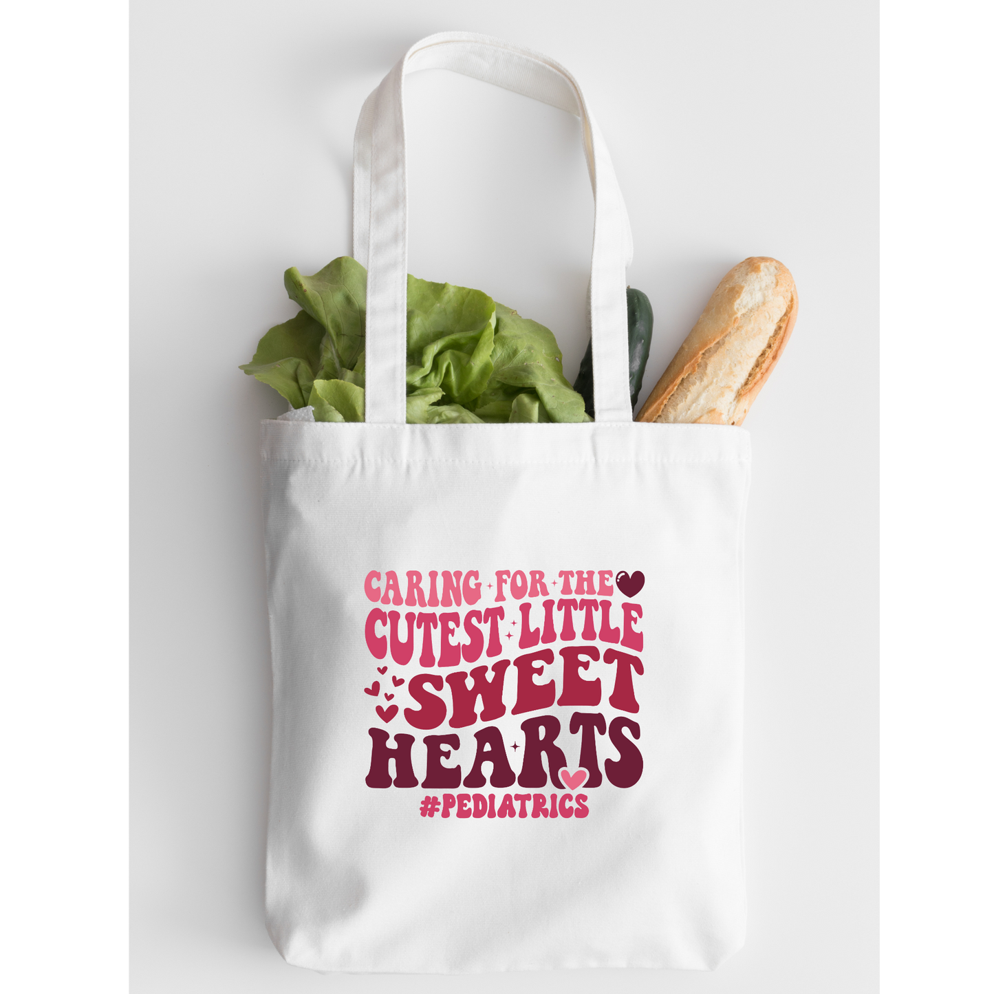 Caring For The Cutest Little Sweethearts Tote Bag, Reusable Tote Bag, Valentines Day Tote Bag