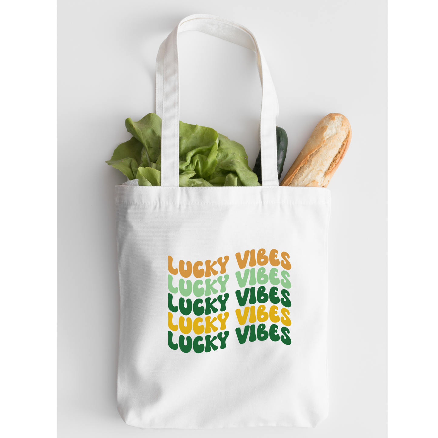 Lucky Vibes Tote Bag, Reusable Tote Bag, St Patricks Day Tote Bag