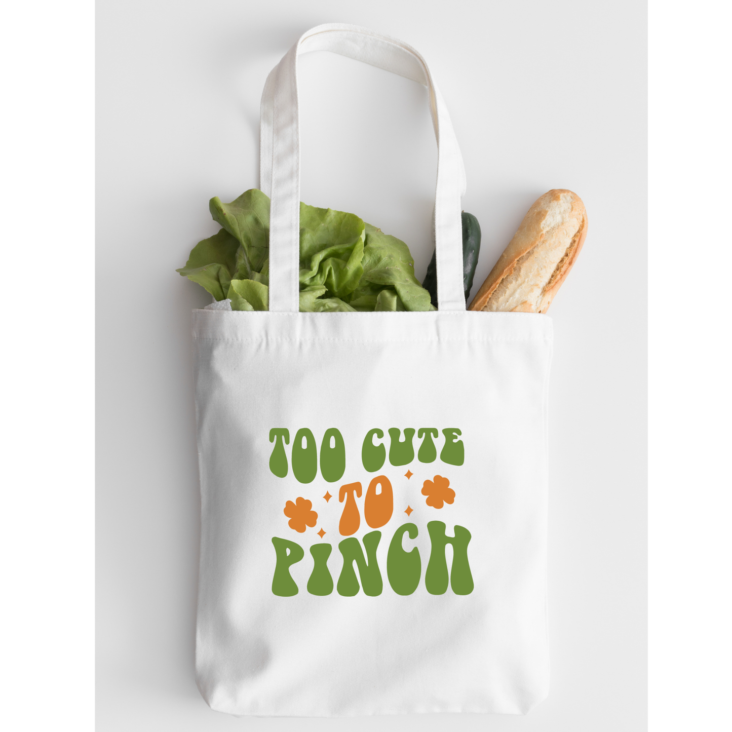 Too Cute To Pinch Tote Bag, Reusable Tote Bag, St Patricks Day Tote Bag