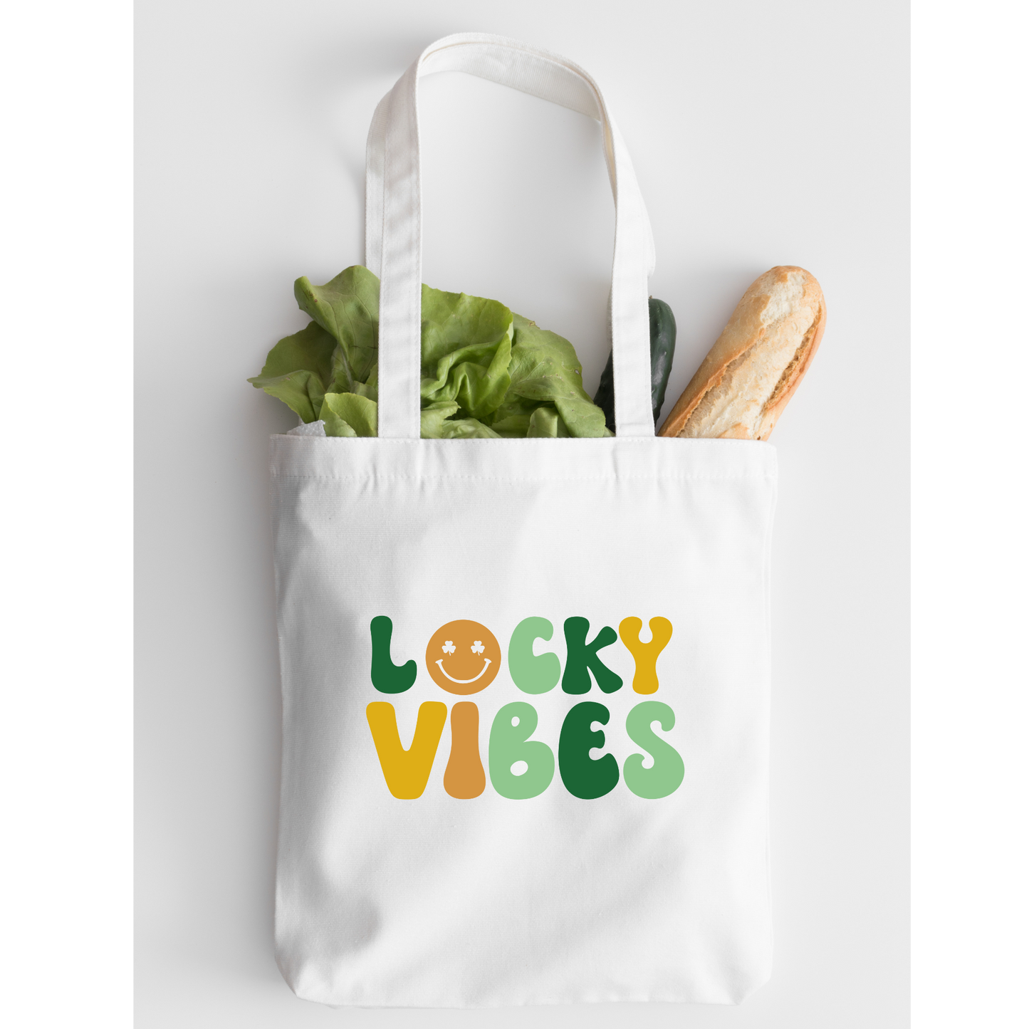 Lucky Vibes Tote Bag, Reusable Tote Bag, St Patricks Day Tote Bag