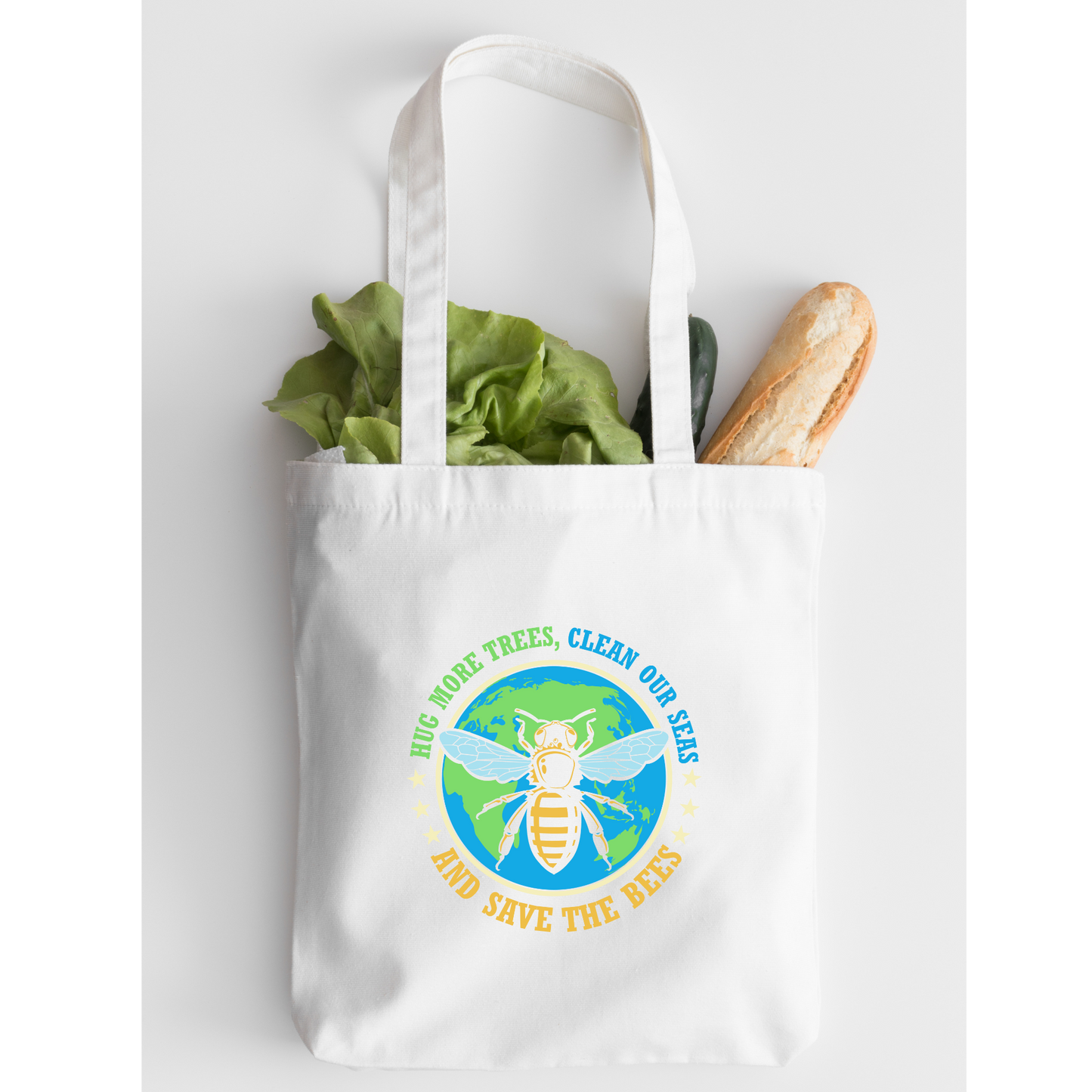 Hug More Trees, Clean Our Seas, And Save The Bees Tote Bag, Conservation Tote Bag, Reusable Tote Bag, Environmental Tote Bag