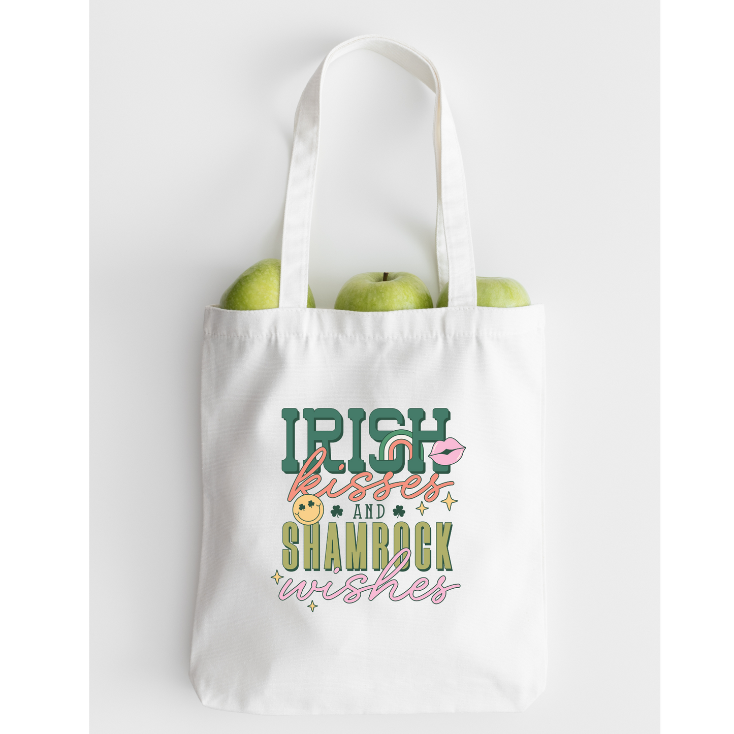 Irish Kisses And Shamrock Wishes Tote Bag, Reusable Tote Bag, St Patricks Day Tote Bag