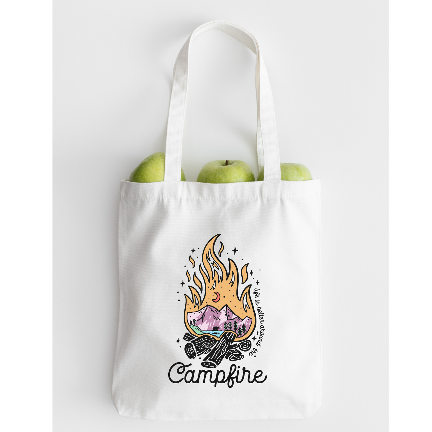 Life Is Better Around The Campfire Tote Bag, Reusable Canvas Tote