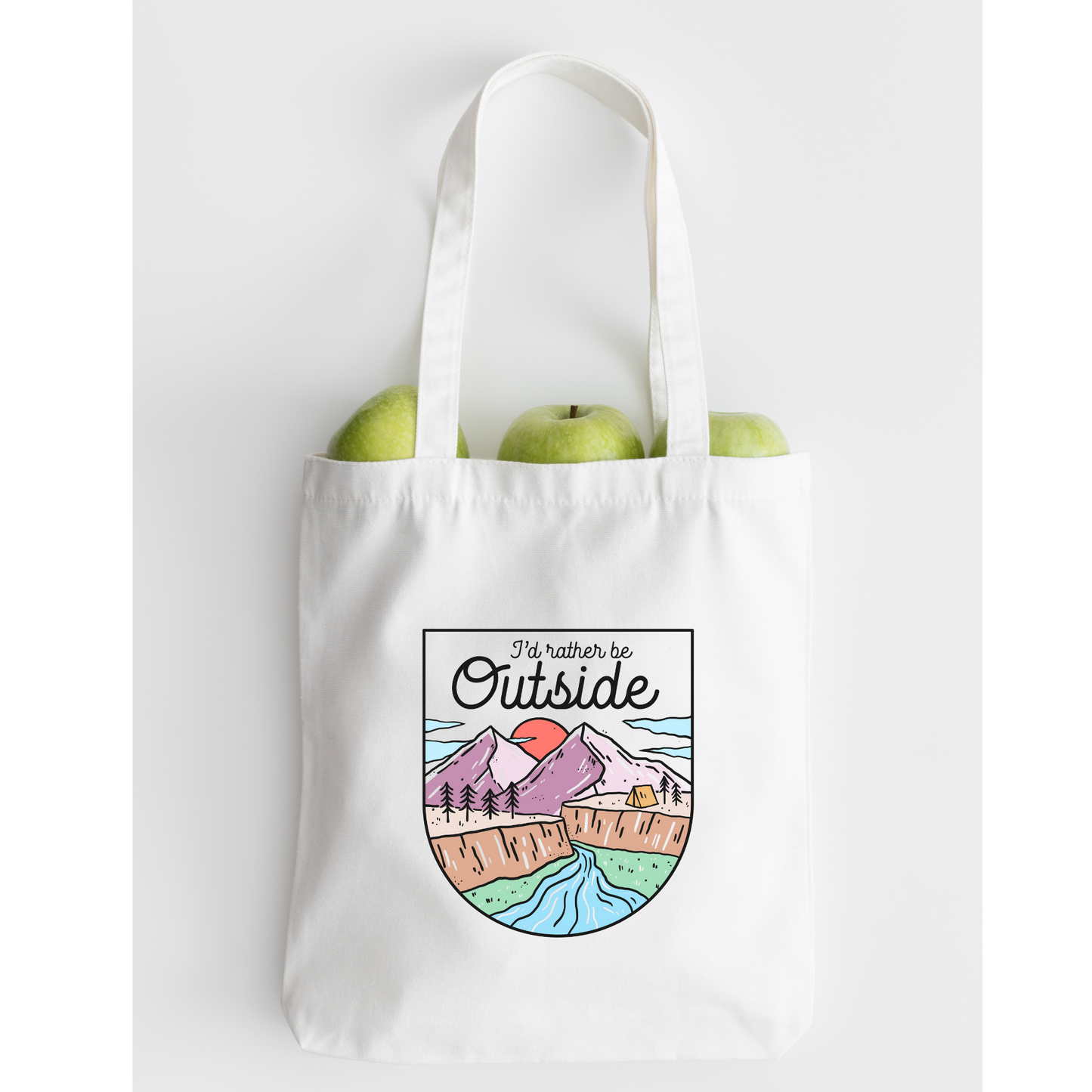 I'd Rather Be Outside Tote Bag, Reusable Canvas Tote