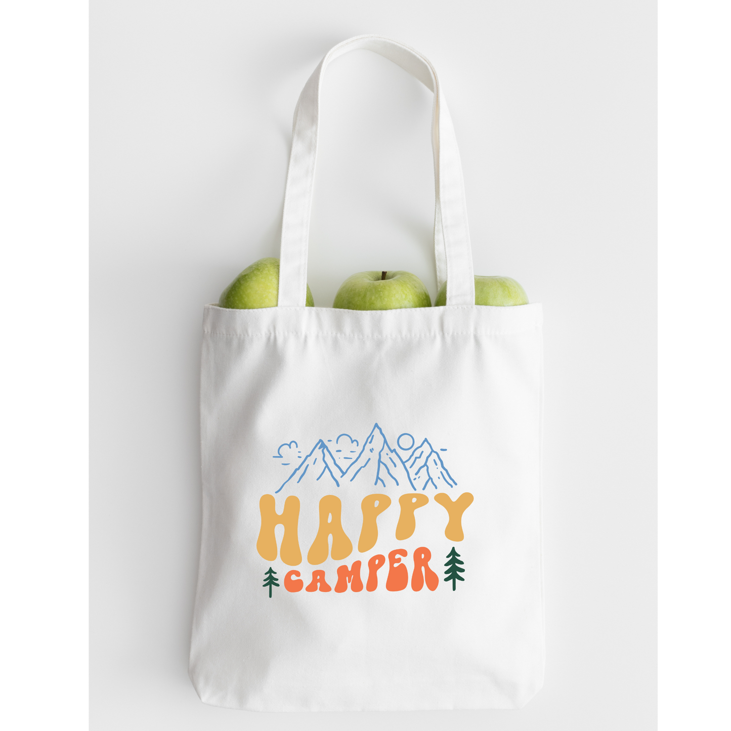 Happy Camper Tote Bag, Reusable Canvas Tote