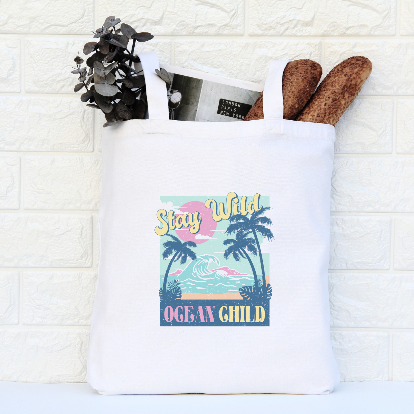 Stay Wild Ocean Child Tote Bag, Reusable Canvas Tote