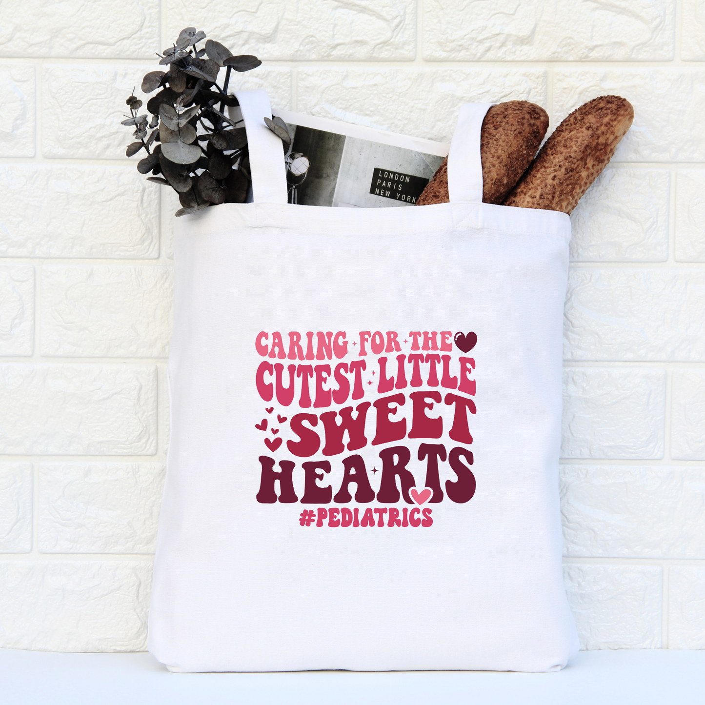 Caring For The Cutest Little Sweethearts Tote Bag, Reusable Tote Bag, Valentines Day Tote Bag