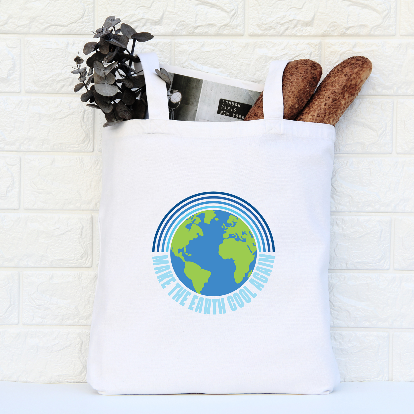 Make Earth Cool Again Tote Bag, Planet Earth Tote Bag, Reusable Tote Bag