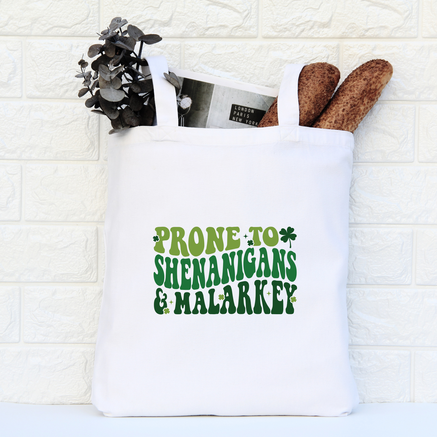 Prone To Shenanigans And Malarkey Tote Bag, Reusable Tote Bag, St Patricks Day Tote Bag