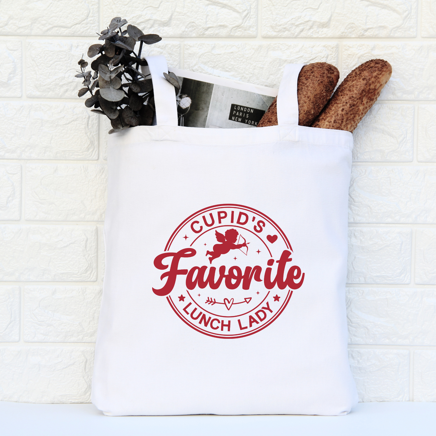 Cupids Favorite Lunch Lady Tote Bag, Reusable Tote Bag, Valentines Day Tote Bag